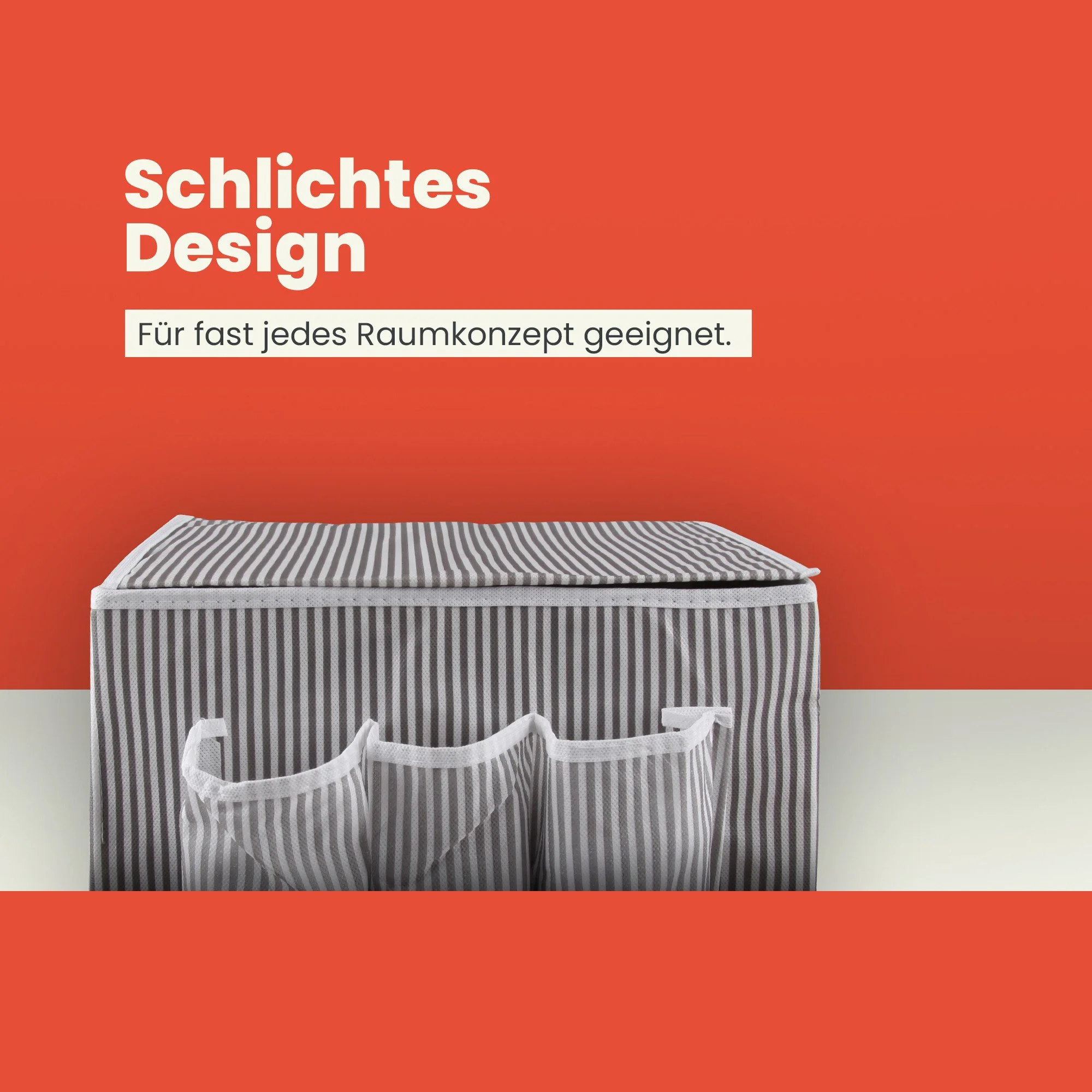 Faltbare Aufbewahrungsbox – formstabil & platzsparend, Grau-Weiß gestreift